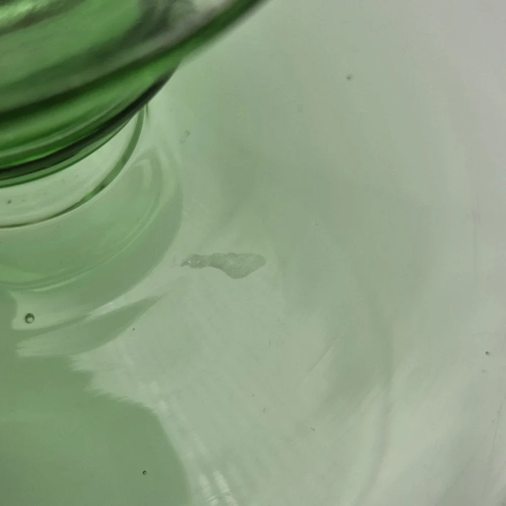 Vintage Pair Of Green Uranium Glass Candle Holders Depression Vaseline UV Glow